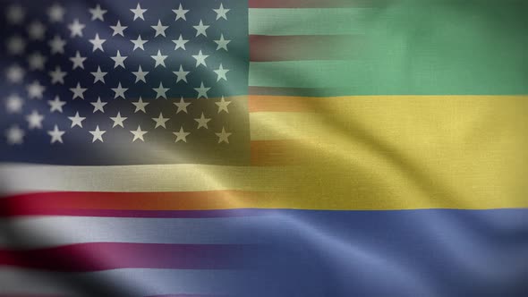 USA Gabon Flag Loop Background 4K