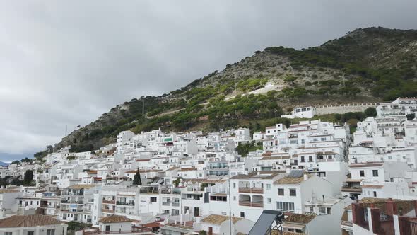 View of town with whitewashed houses, Mijas, Andalusia, Spain