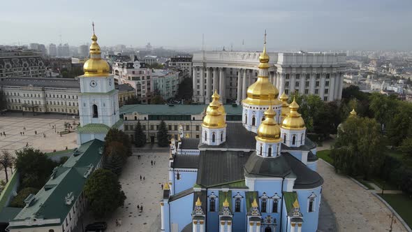 St. Michael's Golden-Domed Monastery in Kyiv, Ukraine. Slow Motion, Kiev alt