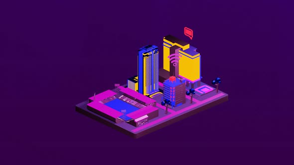 Isometric stadium in the middle of the city alt