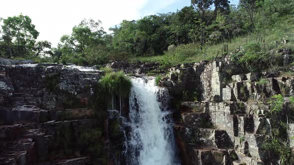 Waterfalls at Capitolio lagoon tourism landmark at Minas Gerais state Brazil. alt
