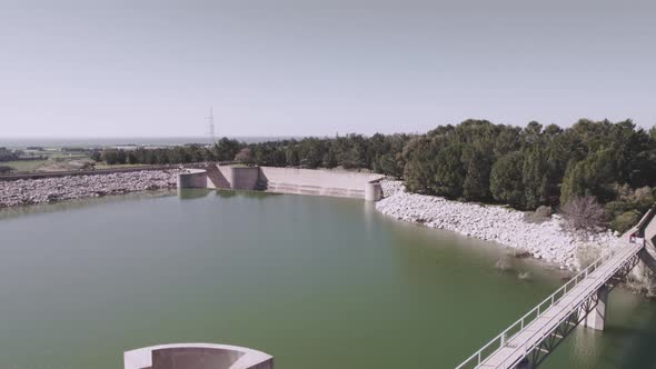 Overflowing Reservoir Dam in Cyprus Industrial Waterfall Asprokremmos alt
