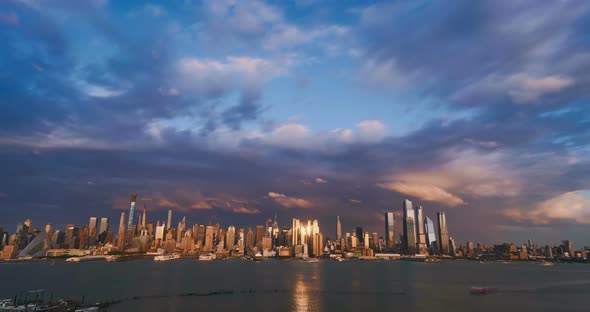 Sunset of New York City Skyline