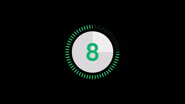 Ten to one modern digital countdown timer with circle bar