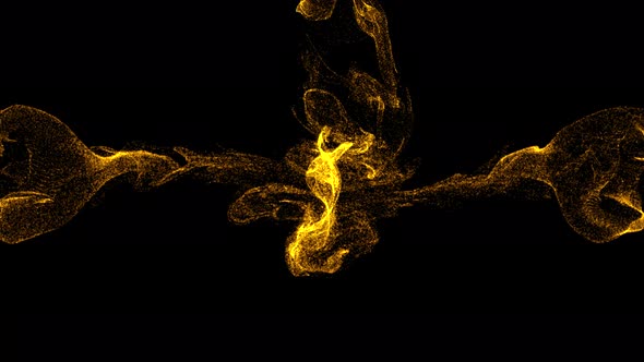 Gold Particles Fluid Collision 4K alt