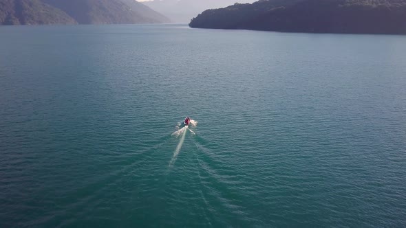 Medium Follow of Boat in Patagonia