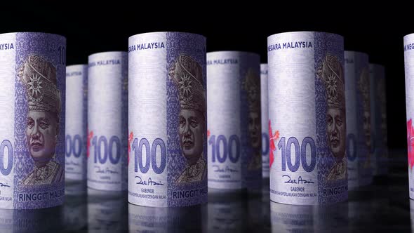 Malaysia Ringgit money banknotes rolls seamless loop alt
