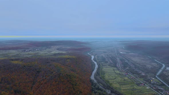 Picturesque Mountain Landscapes of Autumn with Near the Village of Carpathians Mountains alt