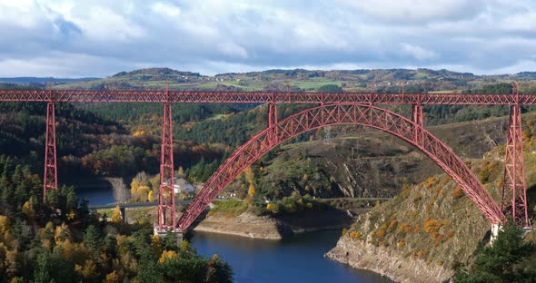 Garabit Viaduct, built by Gustave Eiffel on river Truyere, Cantal department, France, alt
