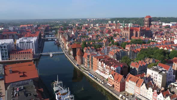 Aerial view of Old Town of Gdansk, Poland