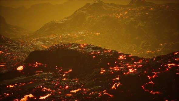 Lava Fields and Hills at Active Volcano alt