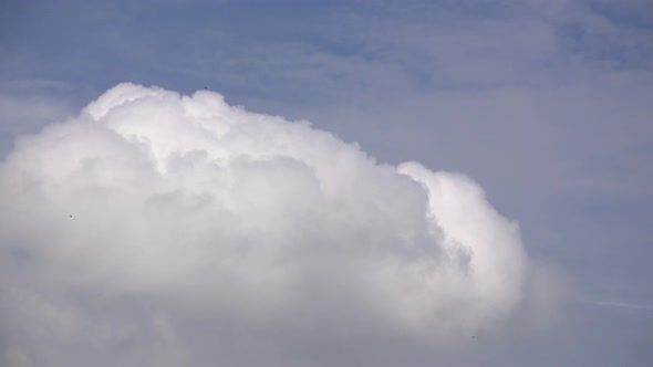 Dreamy white cloud in a blue sky.