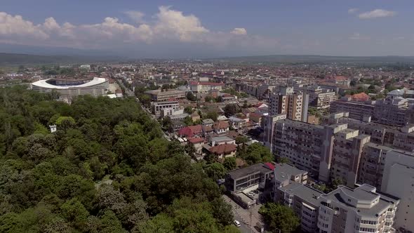 Town Center Drone View In Targu Jiu