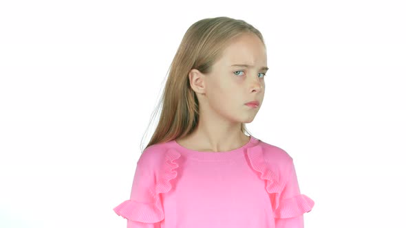 Kid Waves His Hand To His Friend. Green Screen. White Background. Slow Motion alt