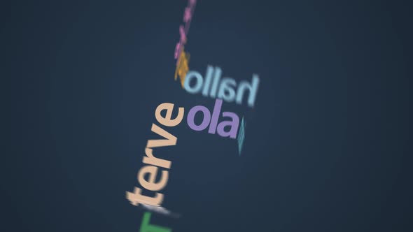Typography animation. The Welcome word in different international languages. alt