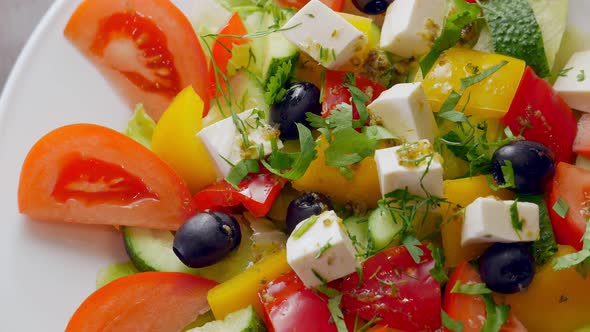 Greek Salad with Feta Tomatoes and Other Vegetables Healthy Food