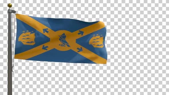 Halifax City Flag (Nova Scotia, Canada) on Flagpole with Alpha Channel - 4K alt