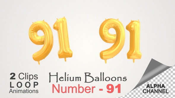 Celebration Helium Balloons With Number – 91 alt