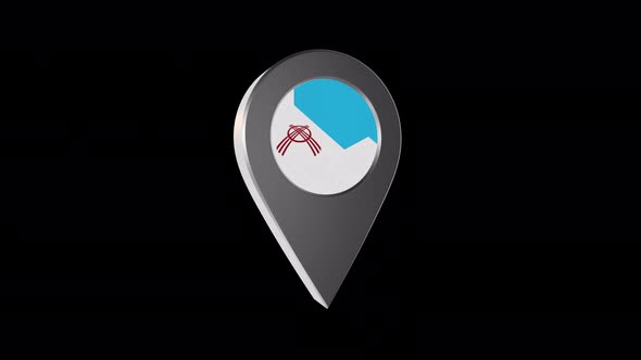 3d Animation Map Navigation Pointer With Flag Of Osh (Kyrgyzstan) With Alpha Channel - 4K alt