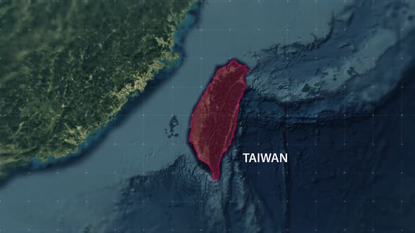 Borders of the Region of Taiwan on the Map