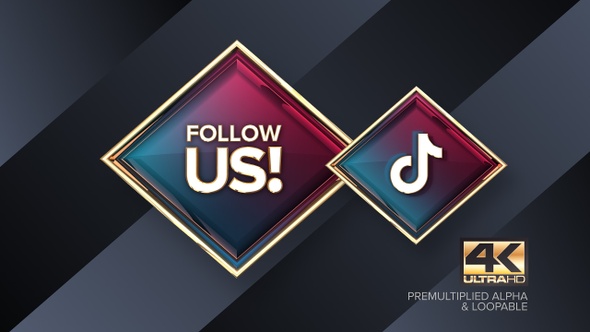 Tik Tok Follow Us! Rotating Sign 4K Looping Design Element alt