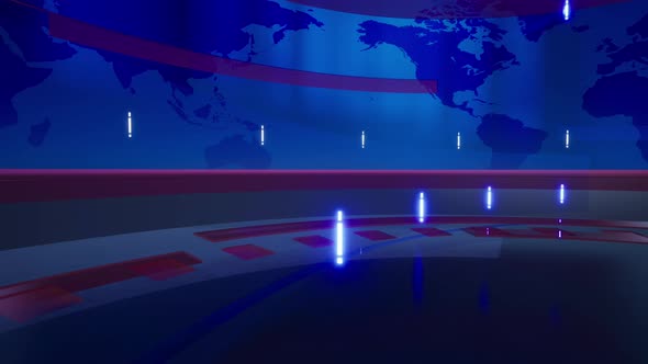 3D Virtual News Studio Background 4K alt