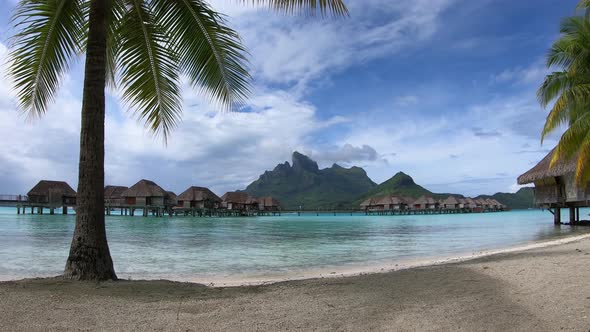 Timelapse view of resort in Bora Bora, French Polynesia.