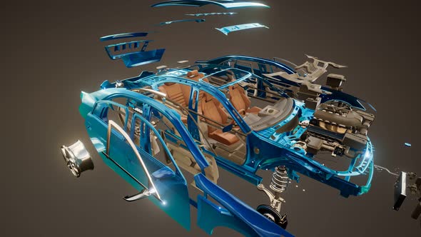 Disassembled Car with Visible Parts by icetray | VideoHive
