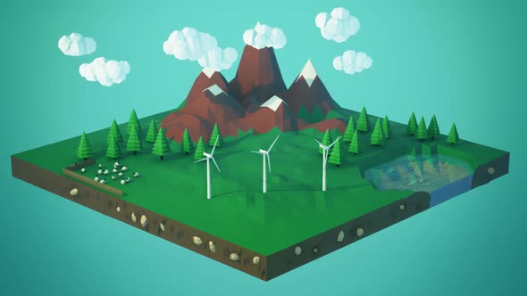 Ecologic concept. Wind turbines providing alternative renewable clean energy.