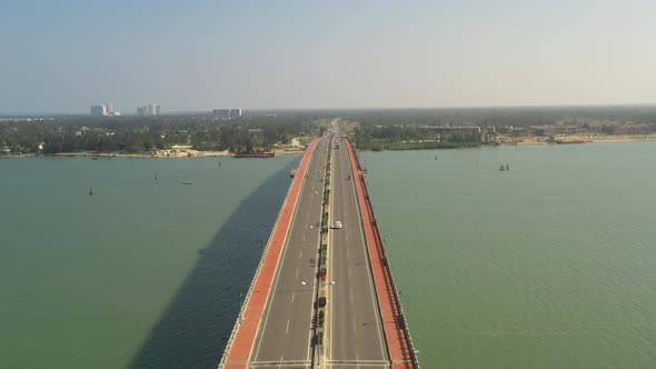 Aerial view of Cua Dai Bridge - Hoi An, Thu Bon River, Quang Nam province, Vietnam