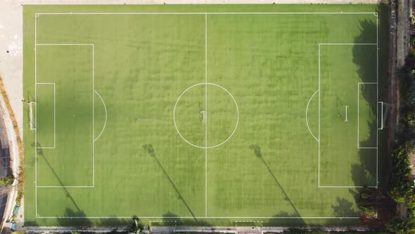 Overhead Aerial View of Soccer Field alt