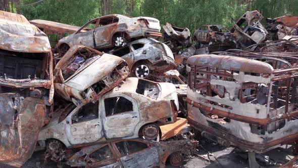 Wardestroyed Cars in Irpin Bucha District Ukraine alt