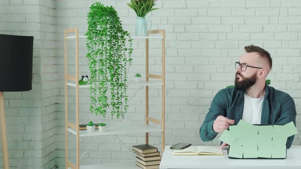 Portrait of a Young Man Resting at Home and Thinking About the Plans alt