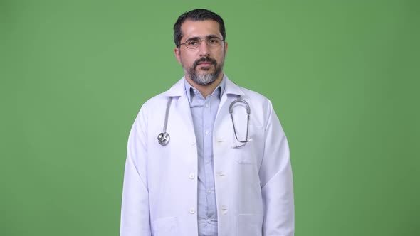 Handsome Happy Persian Bearded Man Doctor Smiling