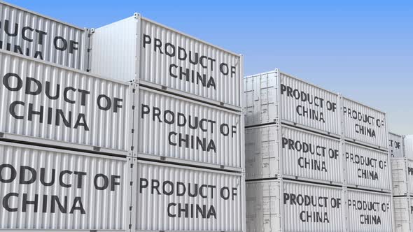 Containers with PRODUCT OF CHINA Text alt