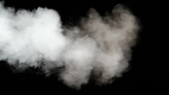 Water Vapor. Slow Motion 240Fps. Jet of Steam Under Pressure on Black Background alt