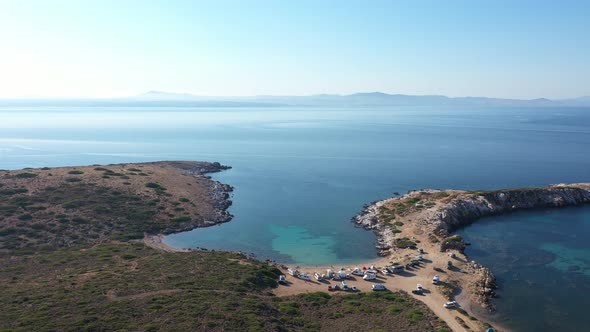 Aerial view of a lagoon. alt