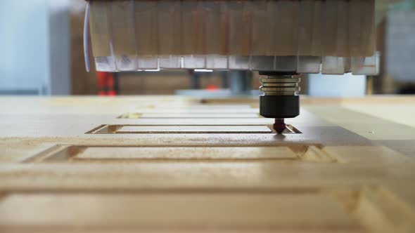 Wood Milling on the Machine with CNC Closeup alt