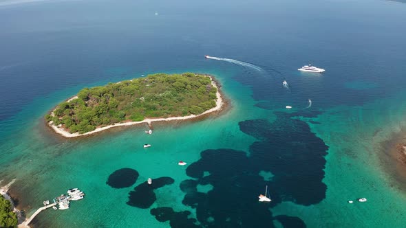 Aerial View Drone Footage of the Blue Lagoon in the Adriatic Sea, Croatia alt