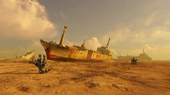 Old ship in the desert