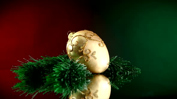 Gold Toy for Christmas or New Year, Rotation, on Red and Green alt