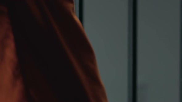 Prisoner in Handcuffs Walking in Cell, Waiting for Court Decision, Justice alt