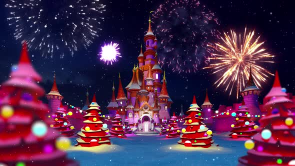 New Year's Fireworks Over The Fairytale Castle
