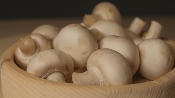 Young Champignon Mushrooms Rotate Deoevyan Plate
