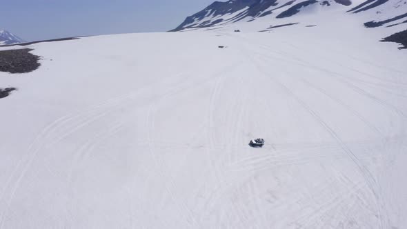 Super Truck Driver Sliding the Snowy Slope