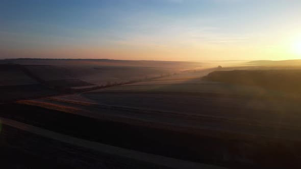 Beautiful Morning Landscape with Sunlight with Clouds Arable Fields and Wheat alt
