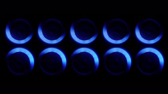 A Set of Modern Sound Speakers Illuminated By Rotating Neon Lights alt