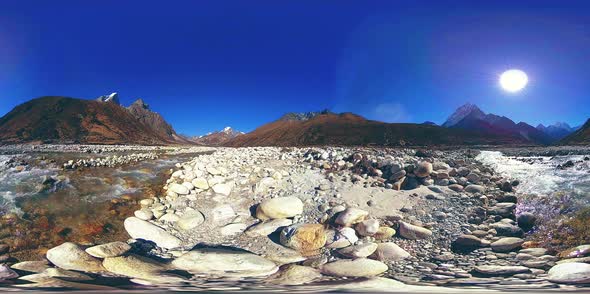 VR of Dingboche and Pheriche Village in Nepal, Basic Point of Everest Base Camp Track. EBC
