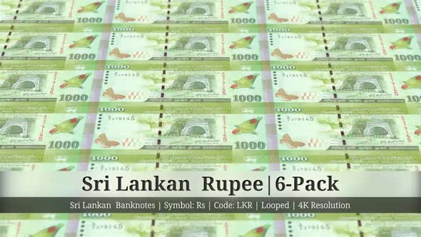 Sri Lankan Rupee | Sri Lanka Currency - 6 Pack | 4K Resolution | Looped alt