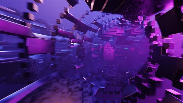 3d render seamless looped abstract space tunnel